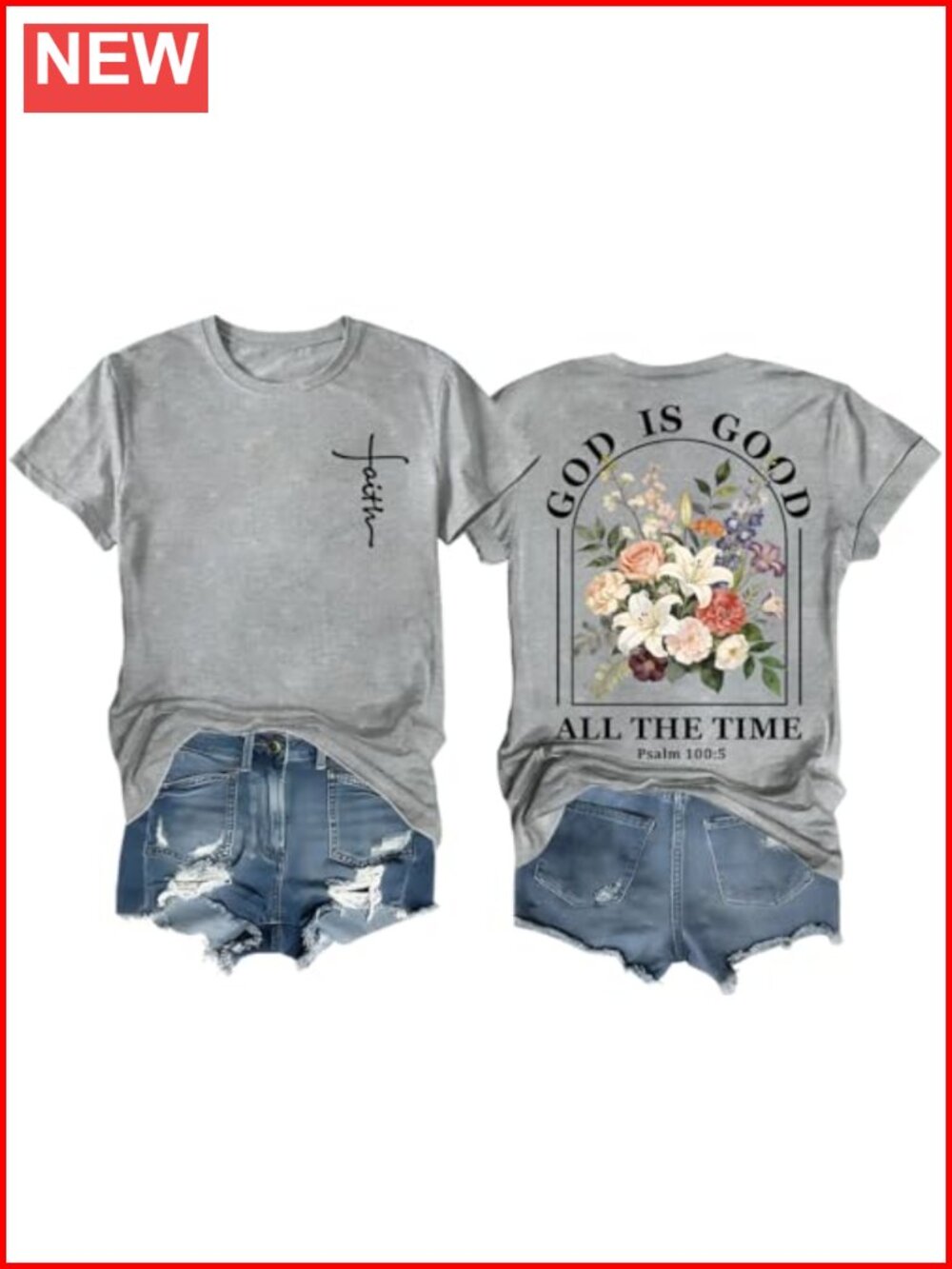 Christian Faith T-Shirt Women God is Good Floral Cotton Tee